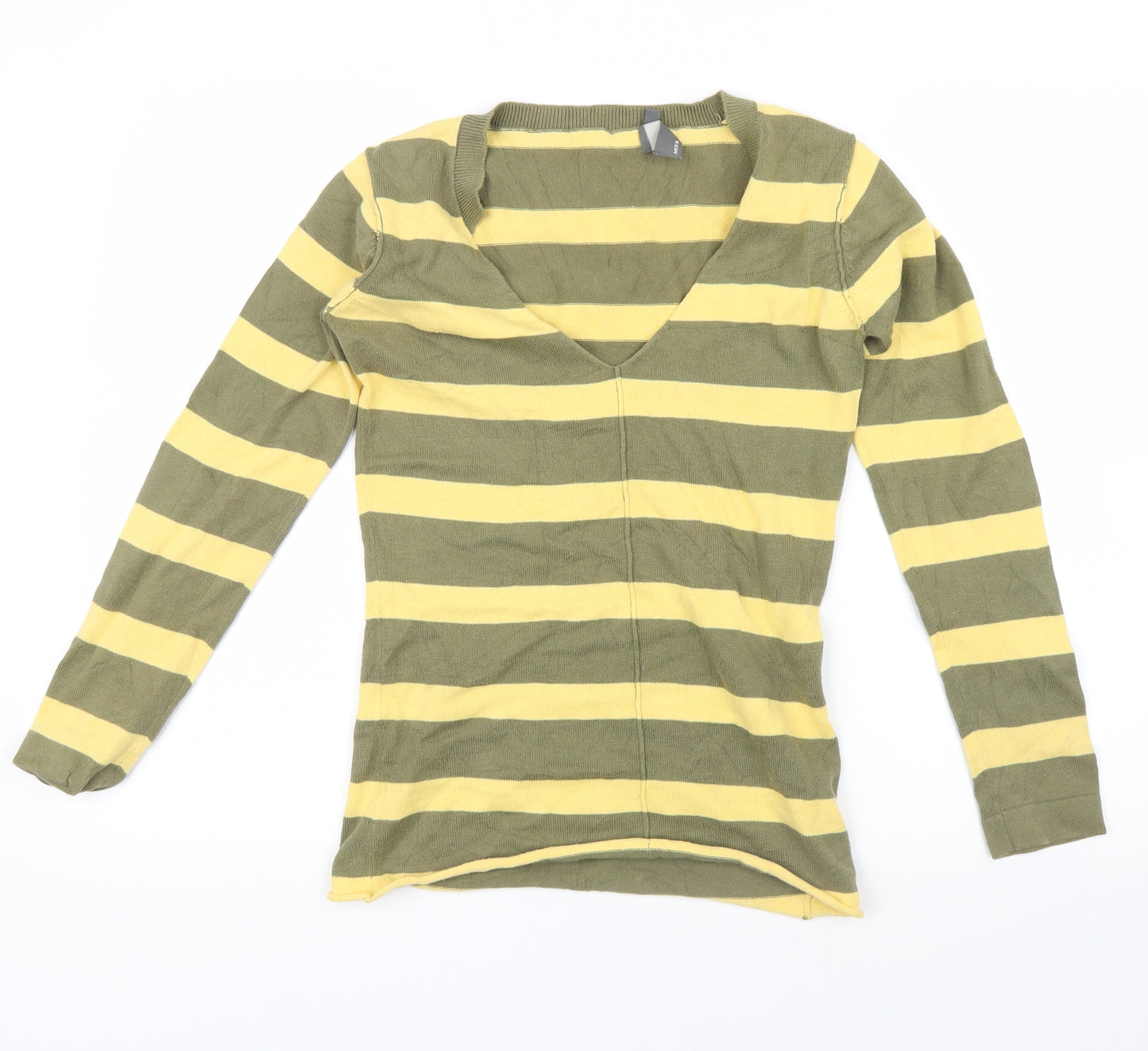 Mexx Womens Yellow Striped  Pullover Jumper Size XS