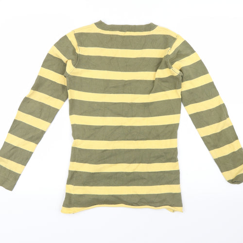 Mexx Womens Yellow Striped  Pullover Jumper Size XS