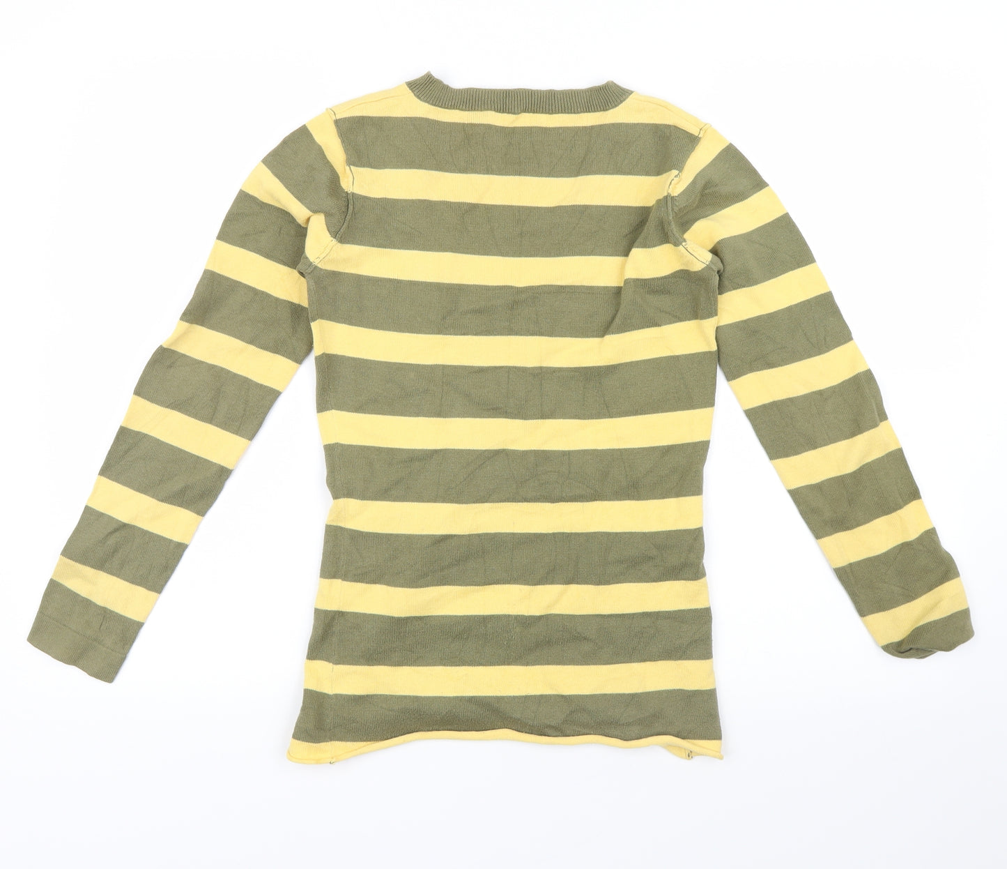 Mexx Womens Yellow Striped  Pullover Jumper Size XS