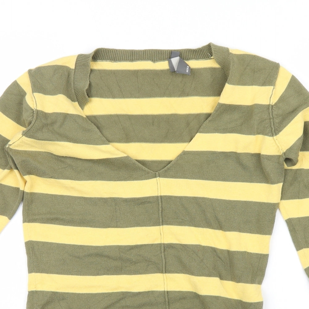 Mexx Womens Yellow Striped  Pullover Jumper Size XS