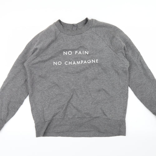 Sweaty Betty Womens Grey   Pullover Sweatshirt Size S  - no pain no champagne