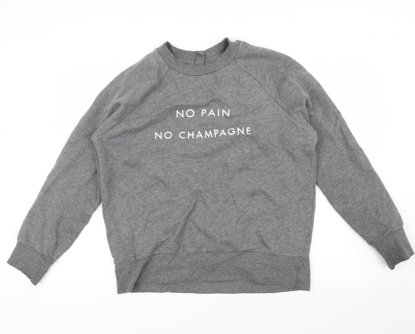 Sweaty Betty Womens Grey   Pullover Sweatshirt Size S  - no pain no champagne