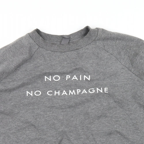 Sweaty Betty Womens Grey   Pullover Sweatshirt Size S  - no pain no champagne