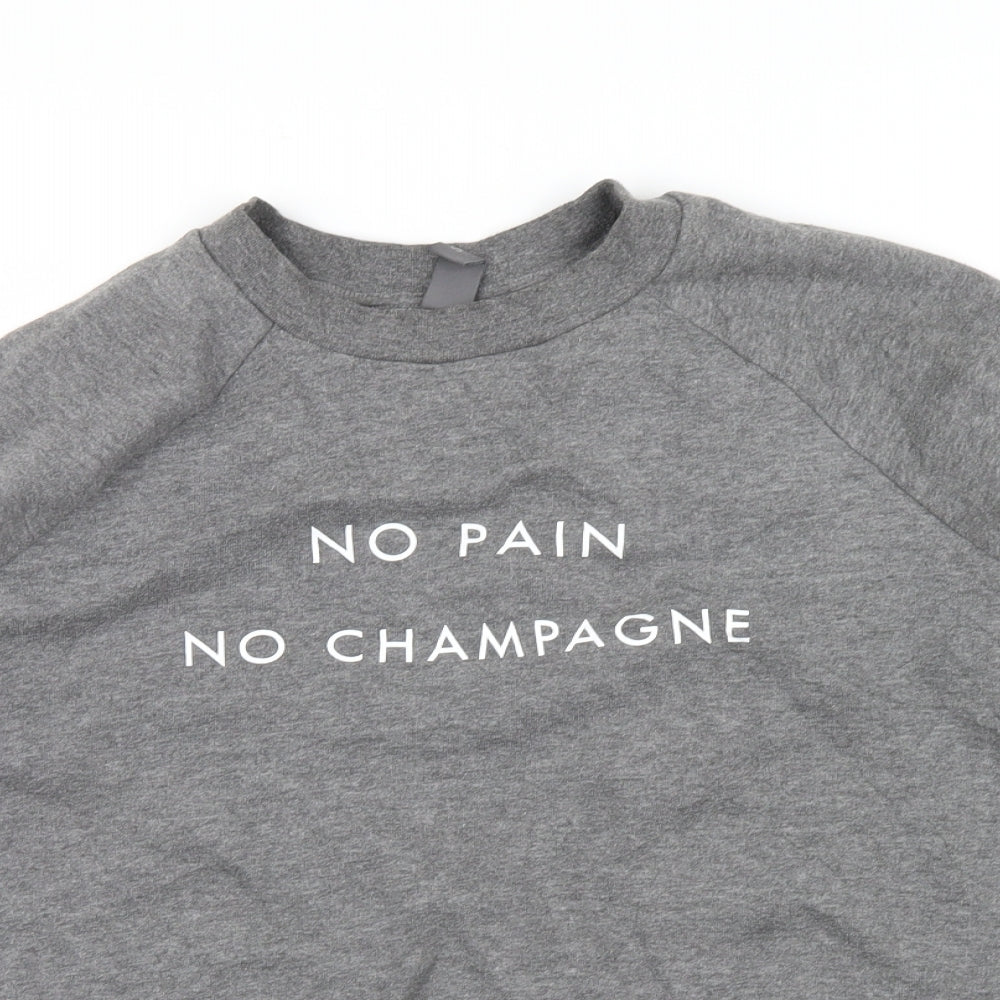 Sweaty Betty Womens Grey   Pullover Sweatshirt Size S  - no pain no champagne