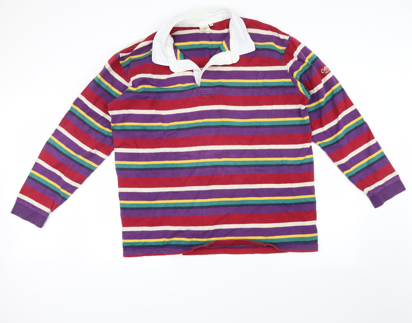 Cotton Traders Mens Purple Striped   Polo Size 3XL