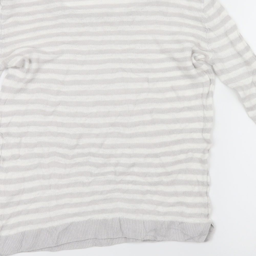 white company Womens White Striped  Pullover Jumper Size M