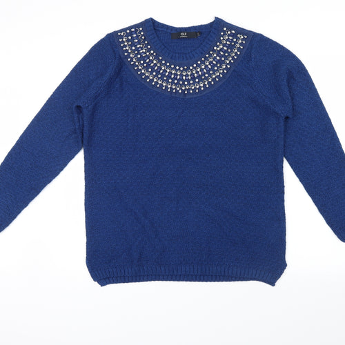 Isle Essentials Womens Blue   Pullover Jumper Size M