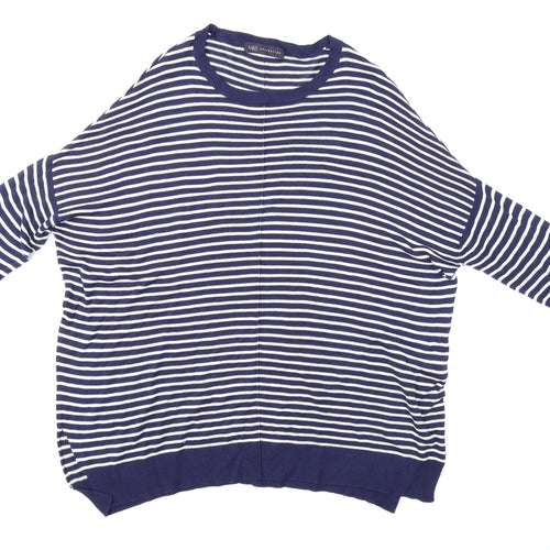 M&S Womens Blue Striped  Pullover Jumper Size 12