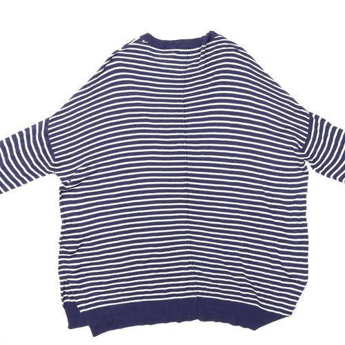 M&S Womens Blue Striped  Pullover Jumper Size 12
