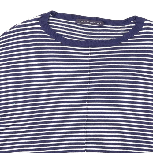 M&S Womens Blue Striped  Pullover Jumper Size 12