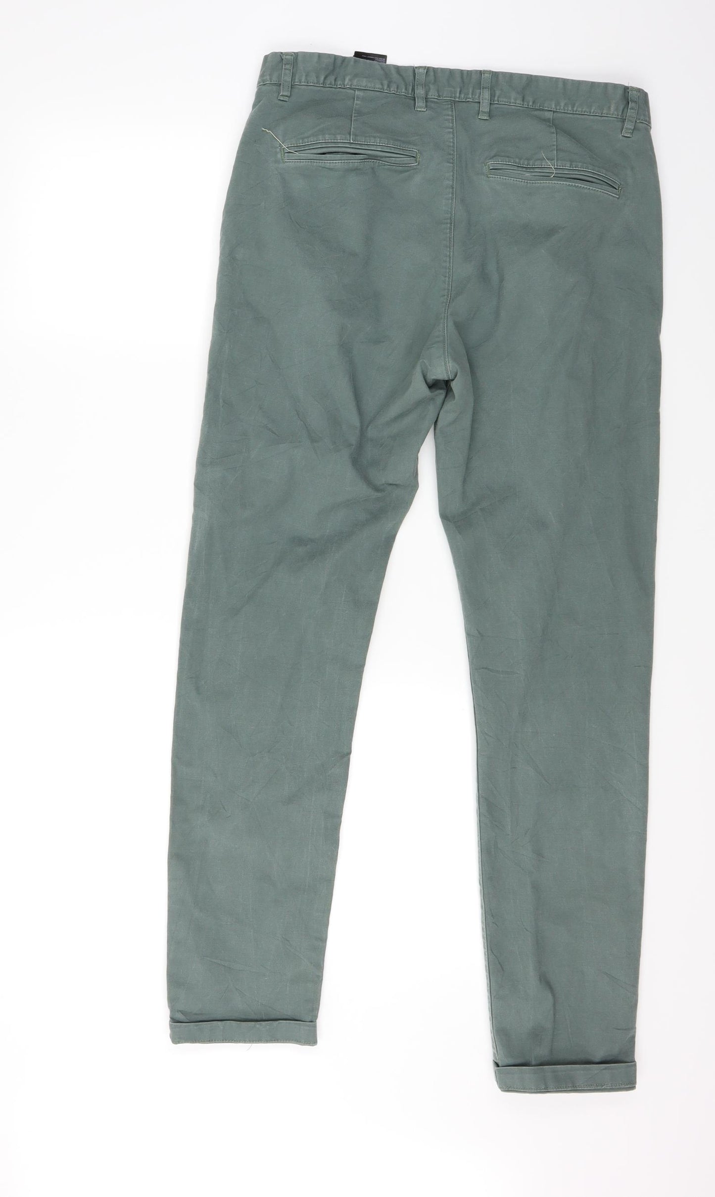 H&M Mens Green   Chino Trousers Size 33 L29 in