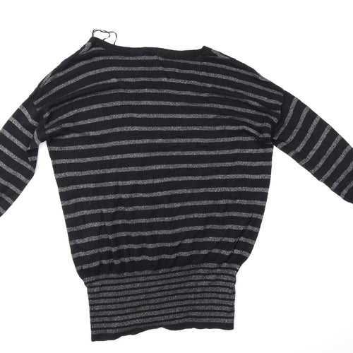 Peacocks Womens Black Striped  Pullover Jumper Size 16  - Glitery