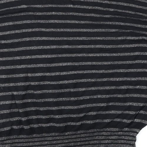Peacocks Womens Black Striped  Pullover Jumper Size 16  - Glitery