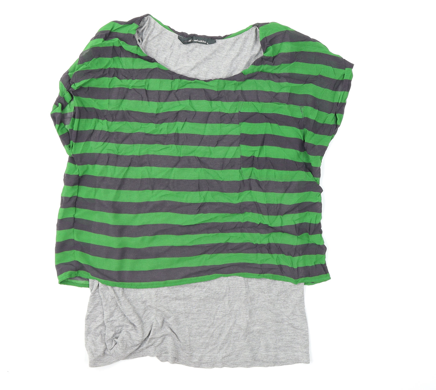 NEXT Womens Green Striped  Basic T-Shirt Size 16
