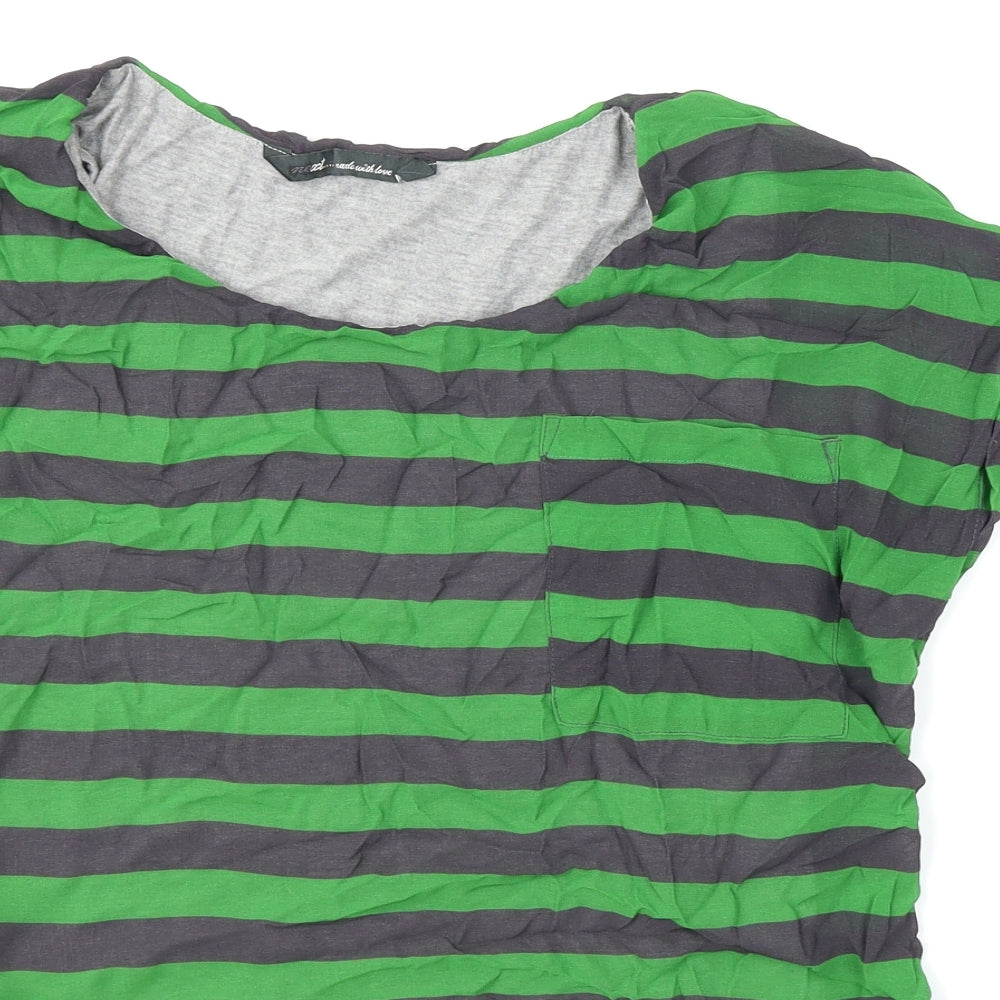 NEXT Womens Green Striped  Basic T-Shirt Size 16