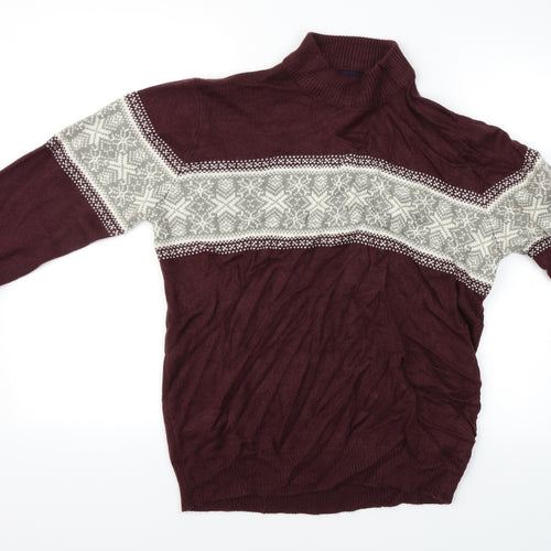 Threadbare Mens Red Geometric  Pullover Jumper Size L