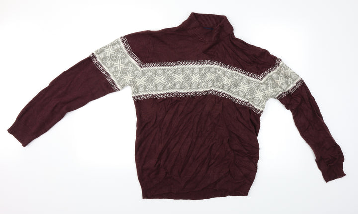 Threadbare Mens Red Geometric Pullover Jumper Size L