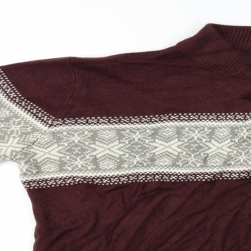 Threadbare Mens Red Geometric  Pullover Jumper Size L