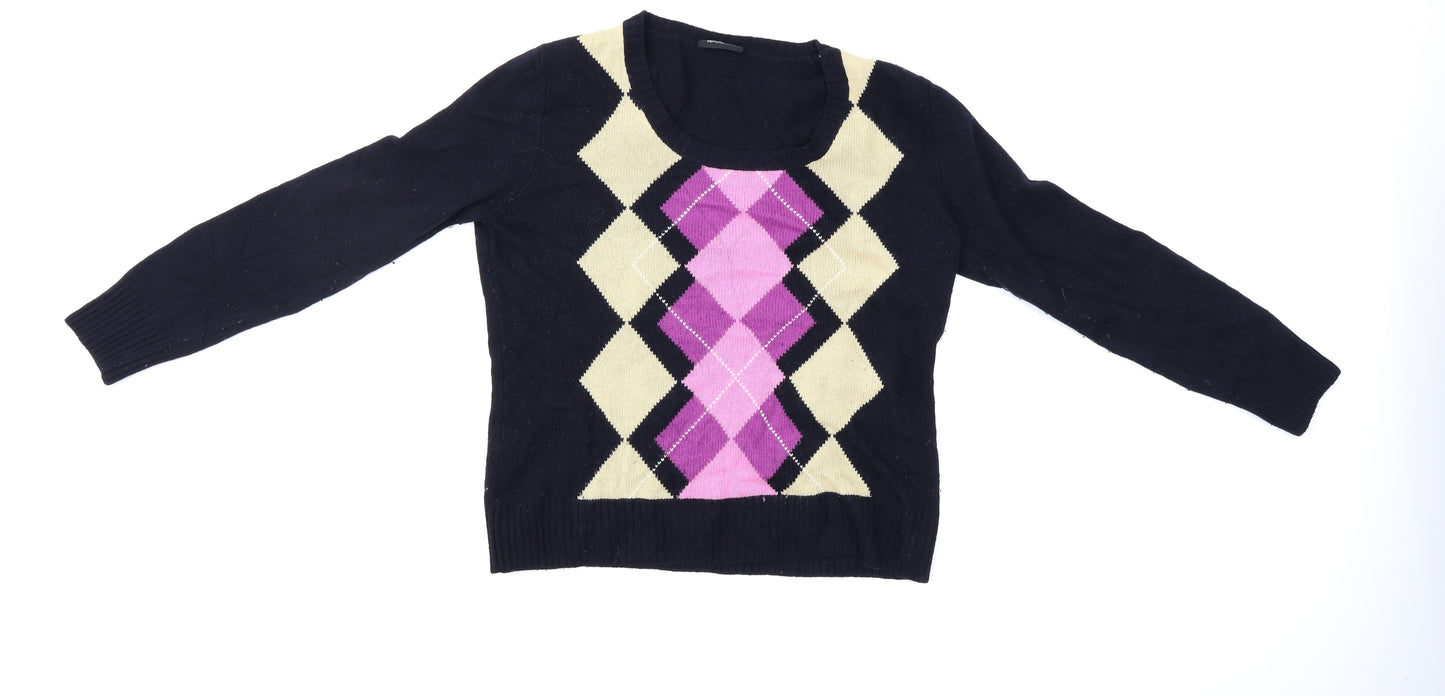 Basler Womens Black Geometric  Pullover Jumper Size 12