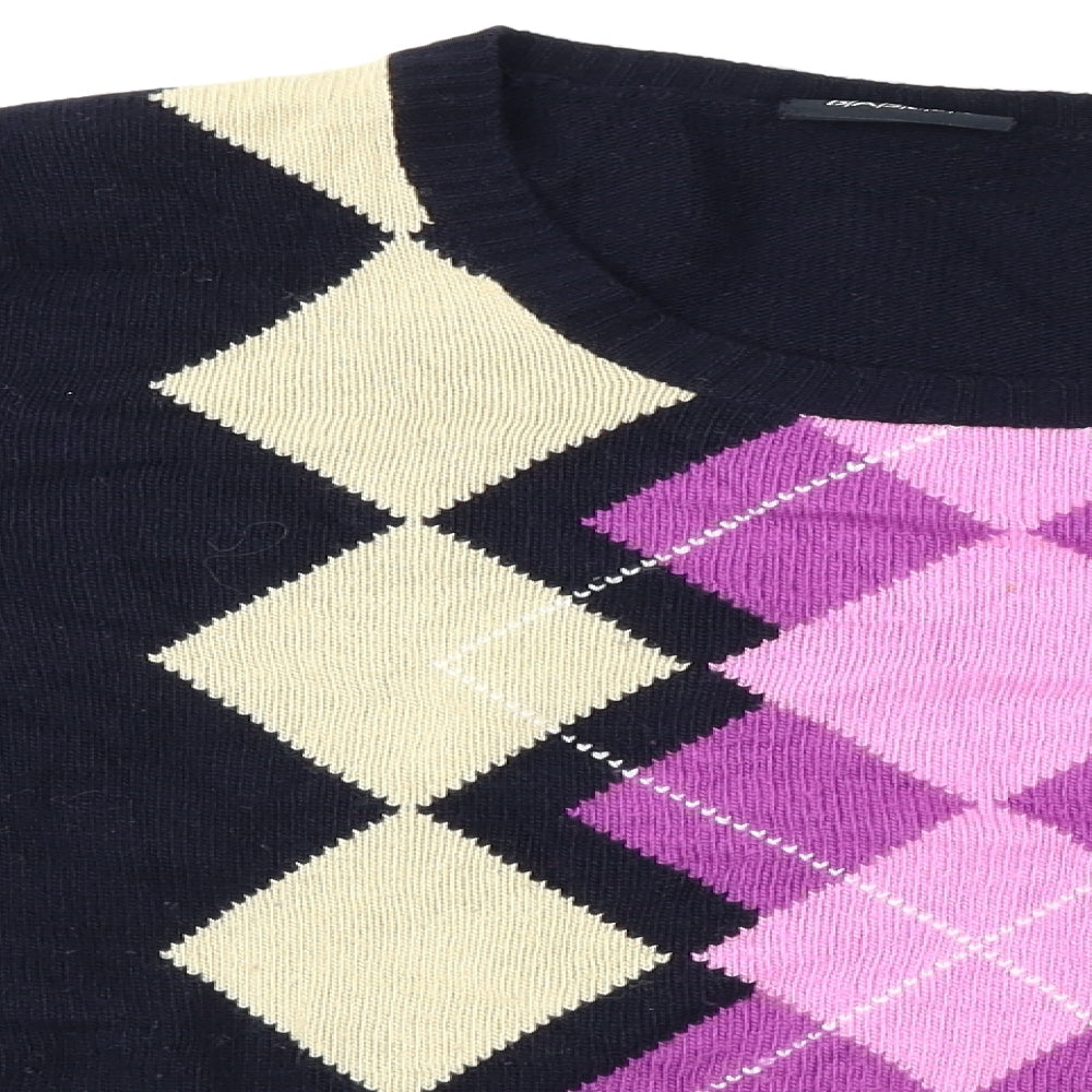 Basler Womens Black Geometric  Pullover Jumper Size 12
