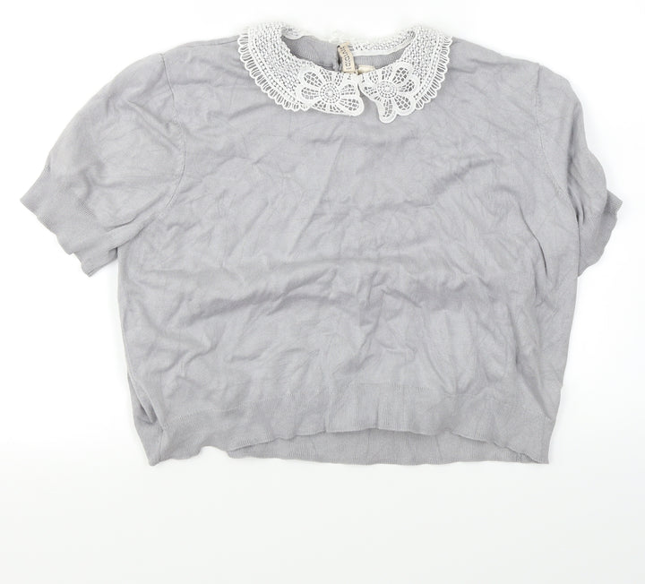 Divided Womens Grey Cropped T-Shirt Size XL