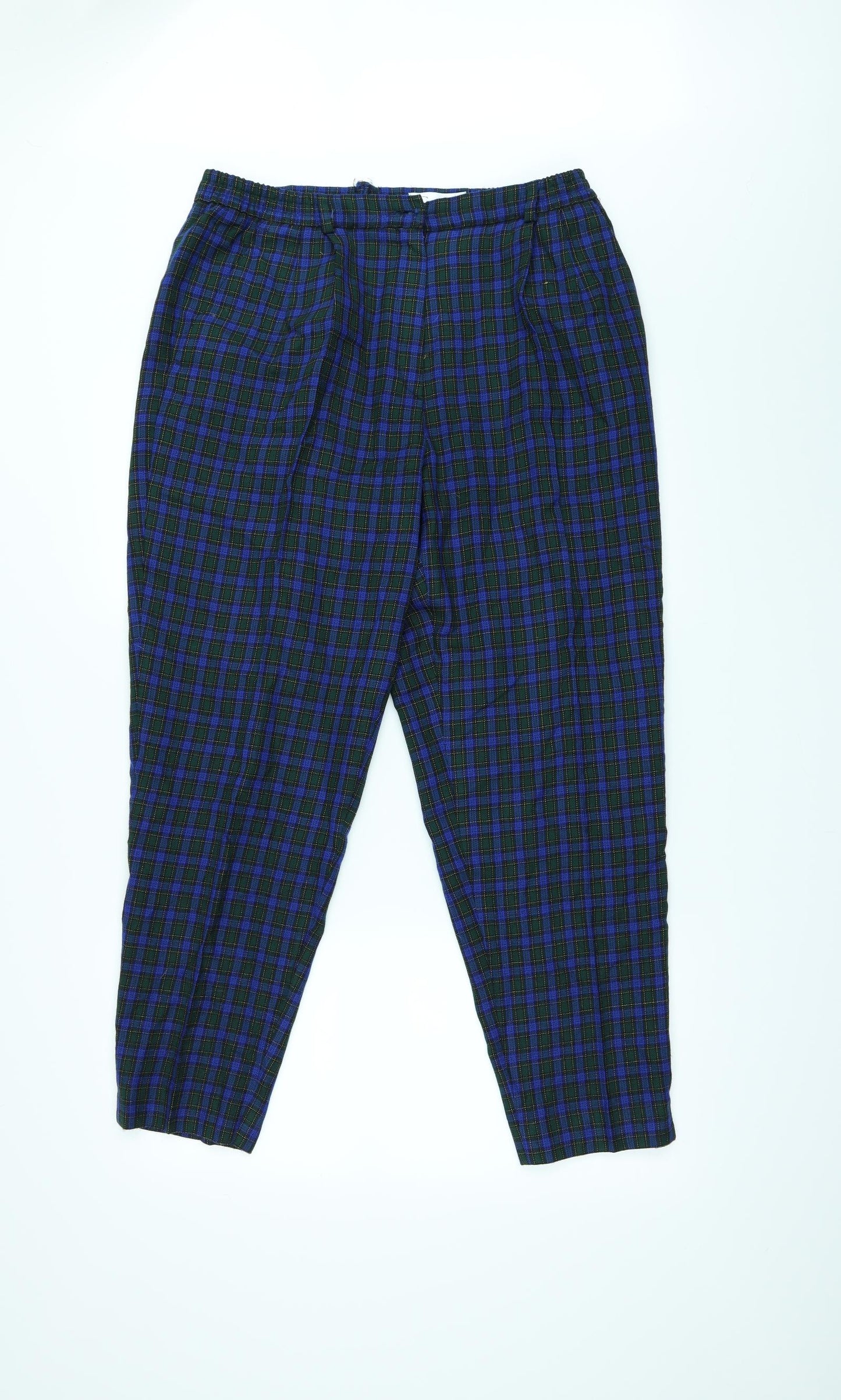 Gessler Womens Blue Check  Trousers  Size 16 L26 in