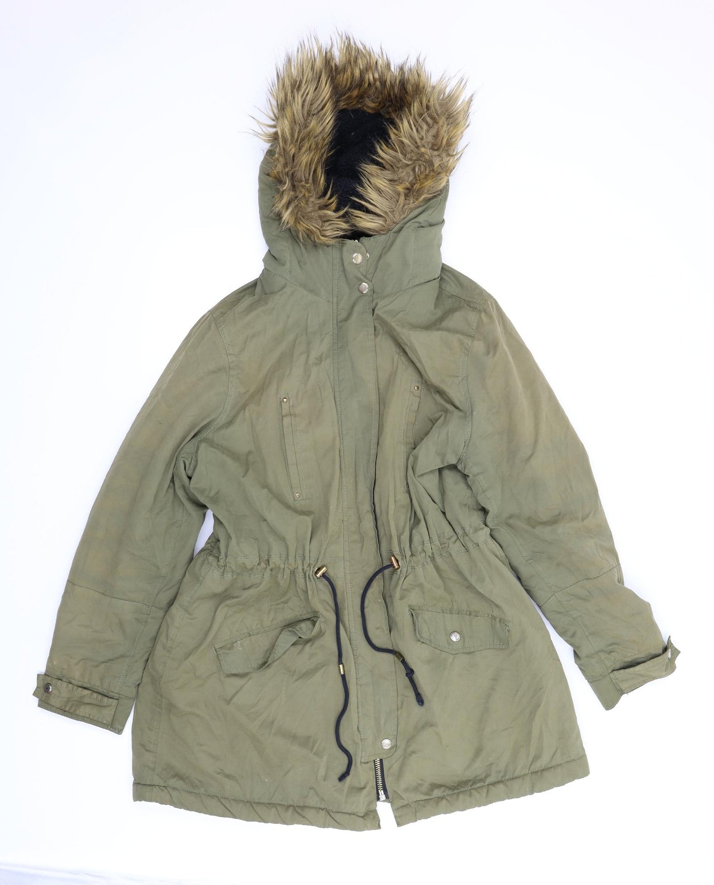 Papaya Womens Green   Parka Coat Size 18