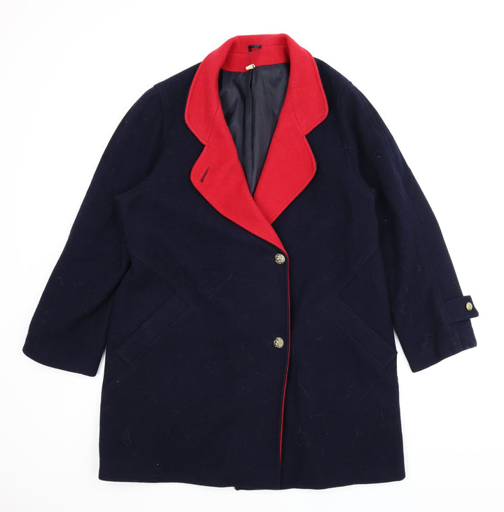 Woolmark Womens Blue Overcoat Coat Size 14