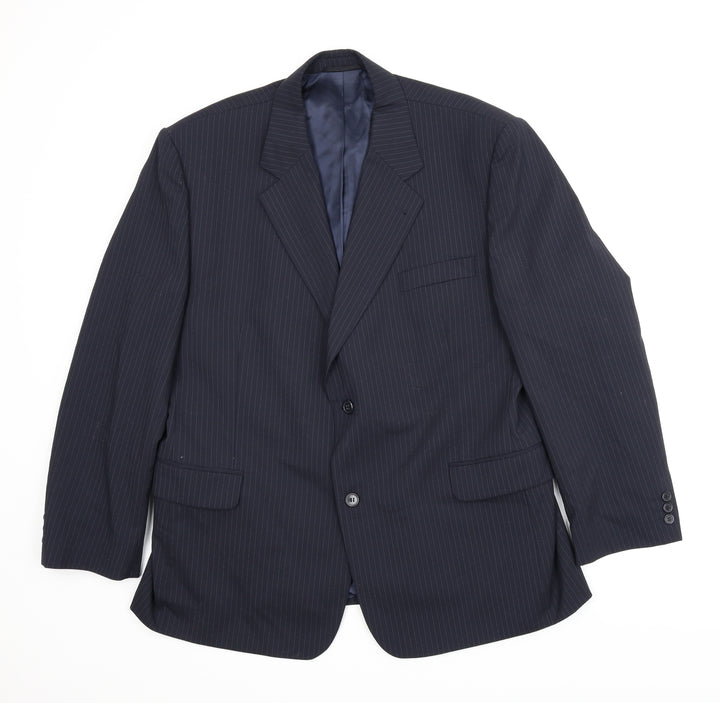 Preworn Mens Blue Striped  Jacket Suit Jacket Size 44