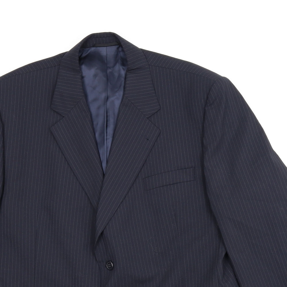 Preworn Mens Blue Striped  Jacket Suit Jacket Size 44