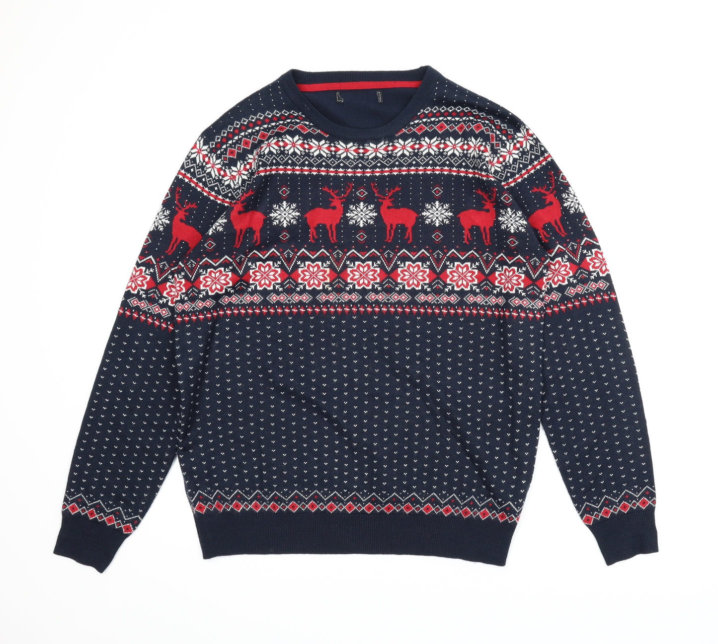 Peacocks Mens Blue Fair Isle  Pullover Jumper Size XL  - Christmas