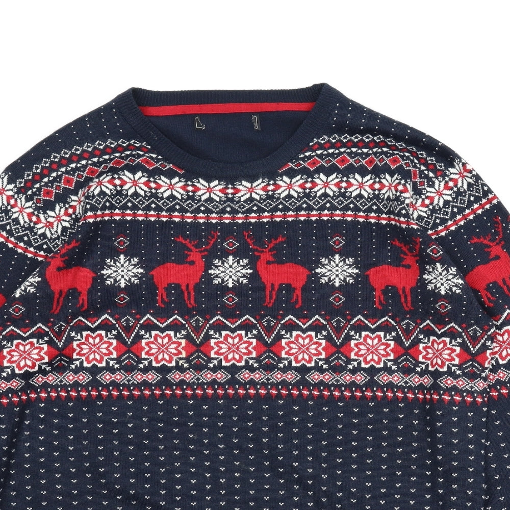 Peacocks Mens Blue Fair Isle  Pullover Jumper Size XL  - Christmas