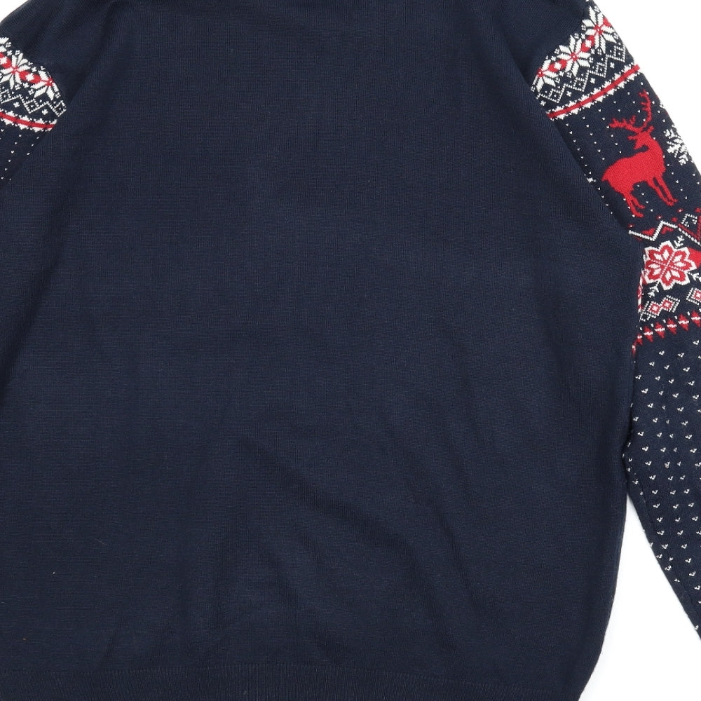 Peacocks Mens Blue Fair Isle  Pullover Jumper Size XL  - Christmas