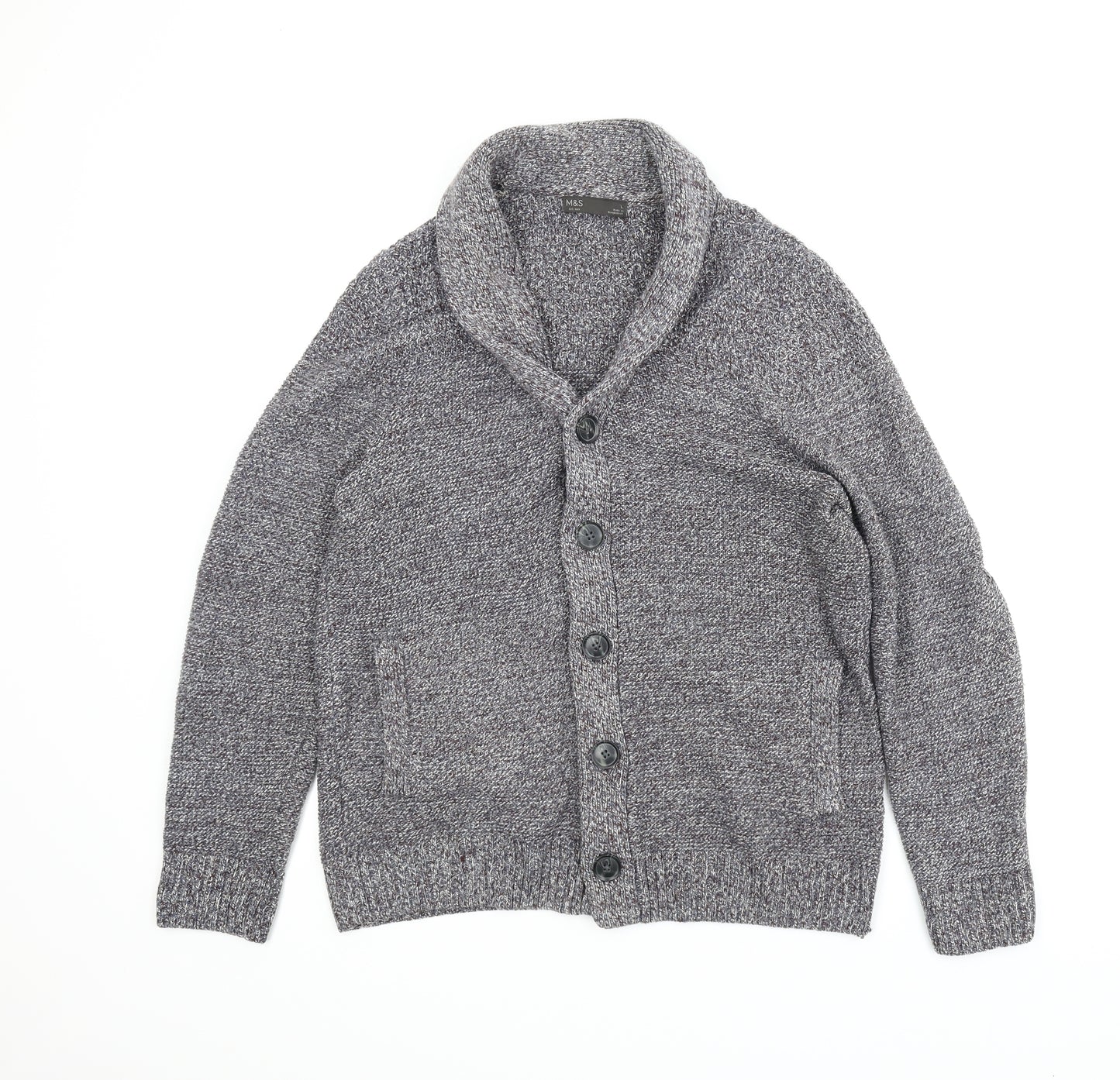 M&S Mens Grey   Cardigan Jumper Size L
