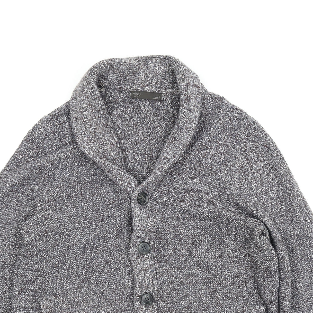 M&S Mens Grey   Cardigan Jumper Size L