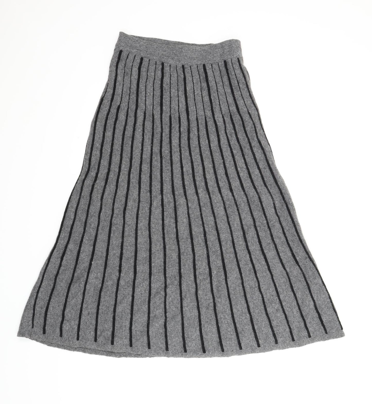 M&S Womens Grey Striped  A-Line Skirt Size 8
