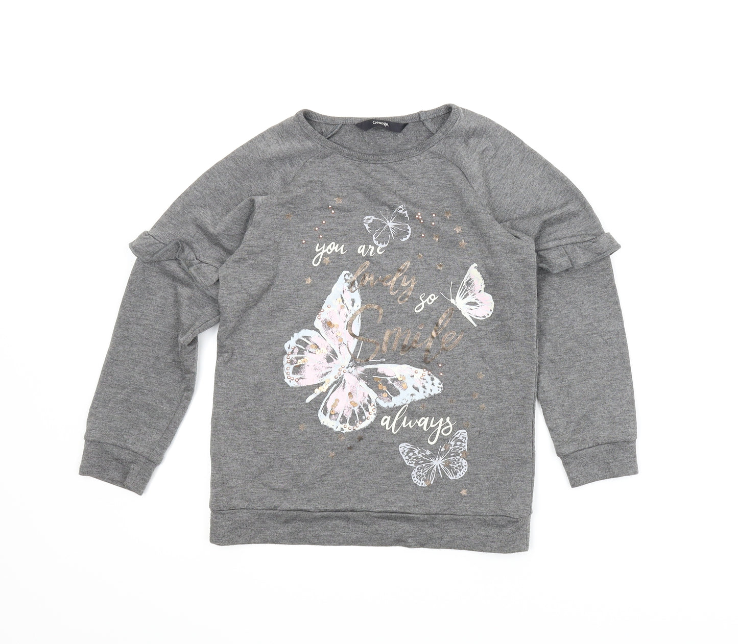 George Girls Grey Animal Print  Pullover Jumper Size 6-7 Years