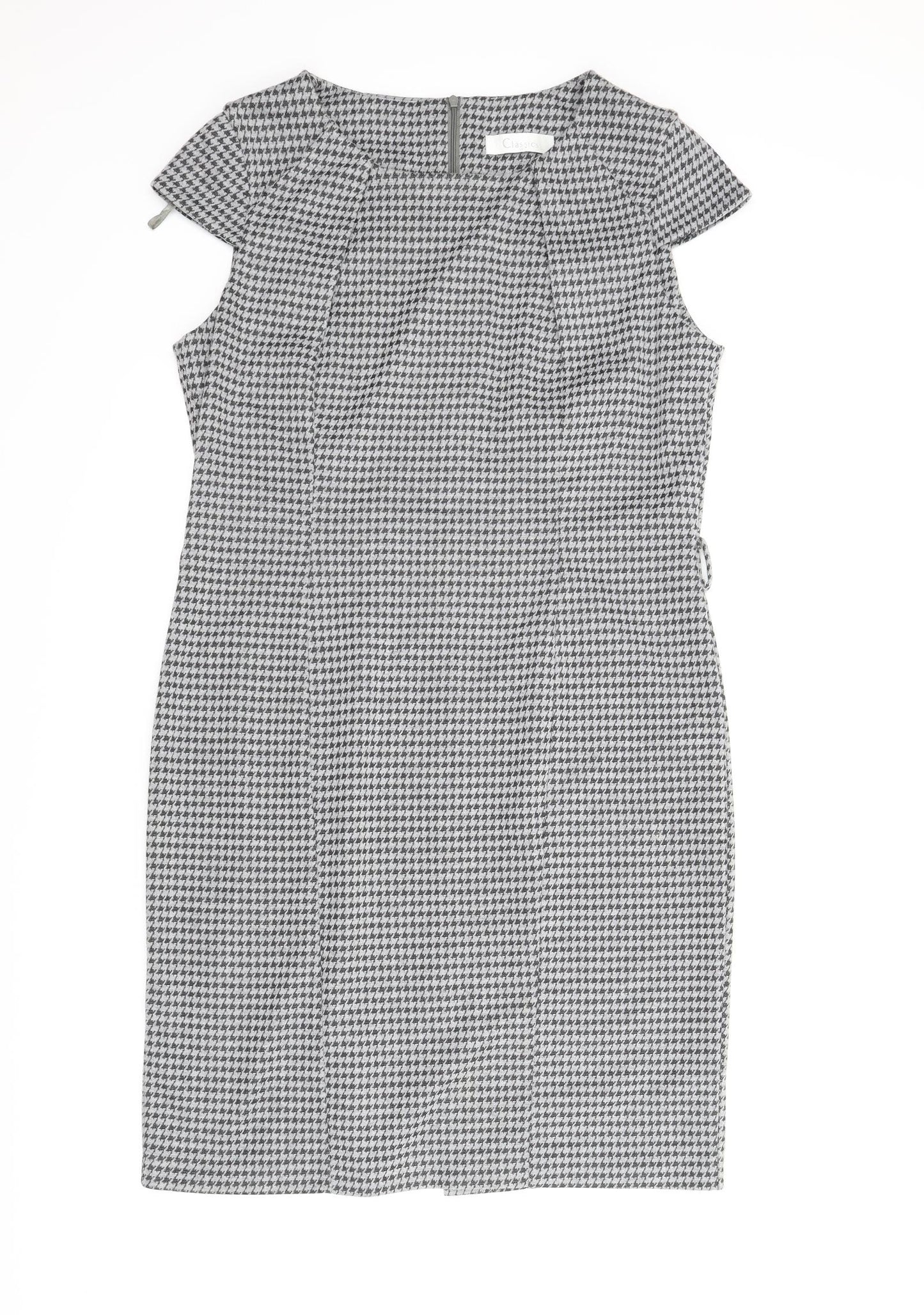 Classics Womens Grey Houndstooth  Sheath  Size 18