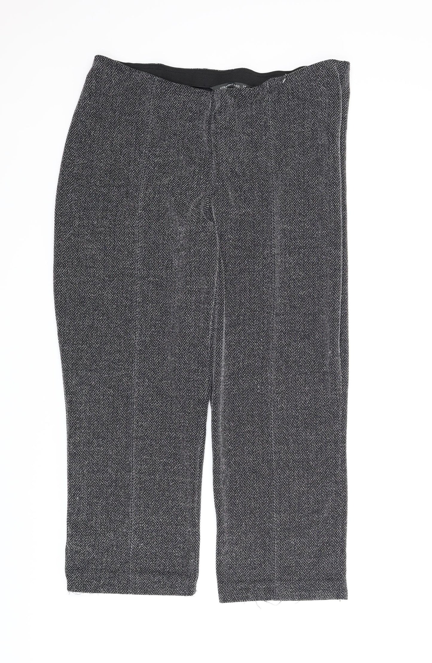 Preworn Womens Grey Geometric  Cropped Trousers Size 18 L24 in