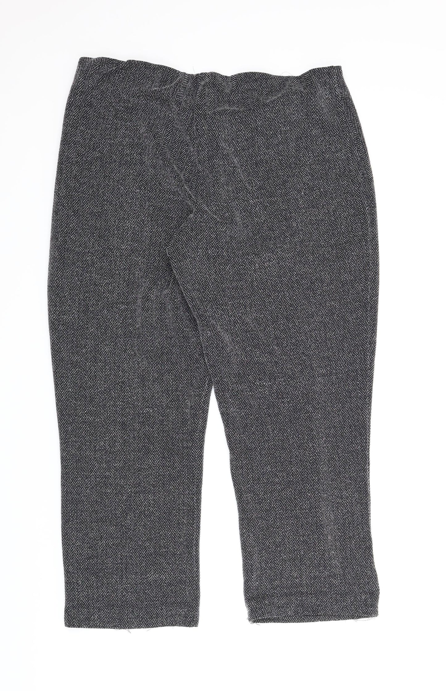 Preworn Womens Grey Geometric  Cropped Trousers Size 18 L24 in