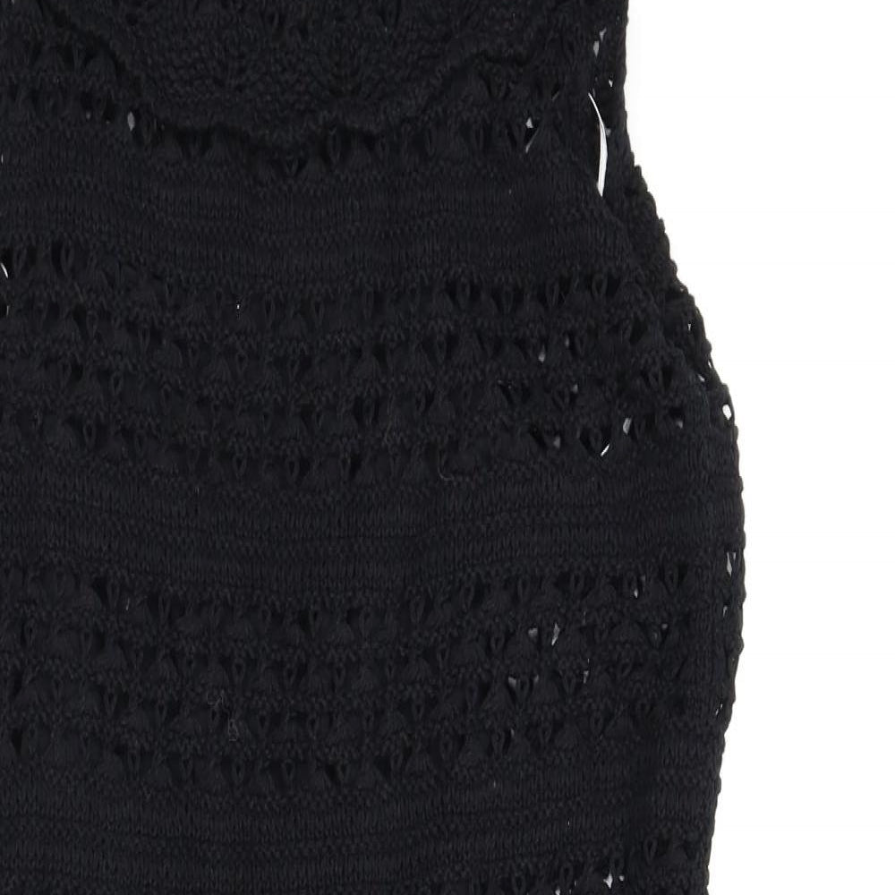 Mix Womens Black   Jumper Dress  Size M  - Open knit