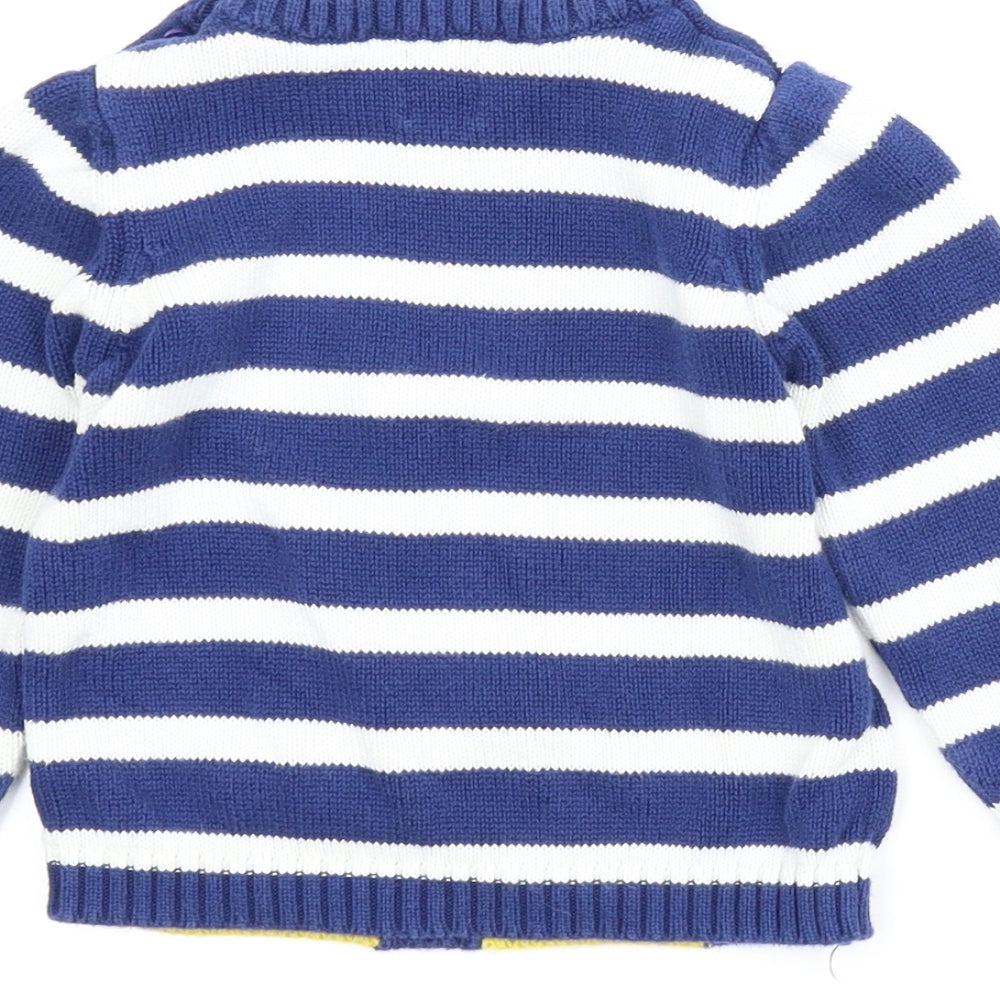 John Lewis Boys Blue Striped  Pullover Jumper Size 12-18 Months  - Giraffe