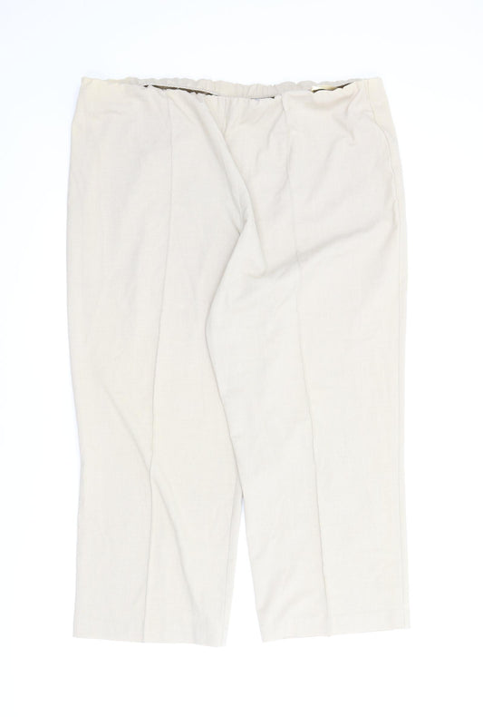 Front view of Classics women’s beige pedal pusher trousers, size UK 20, 23.5-inch leg