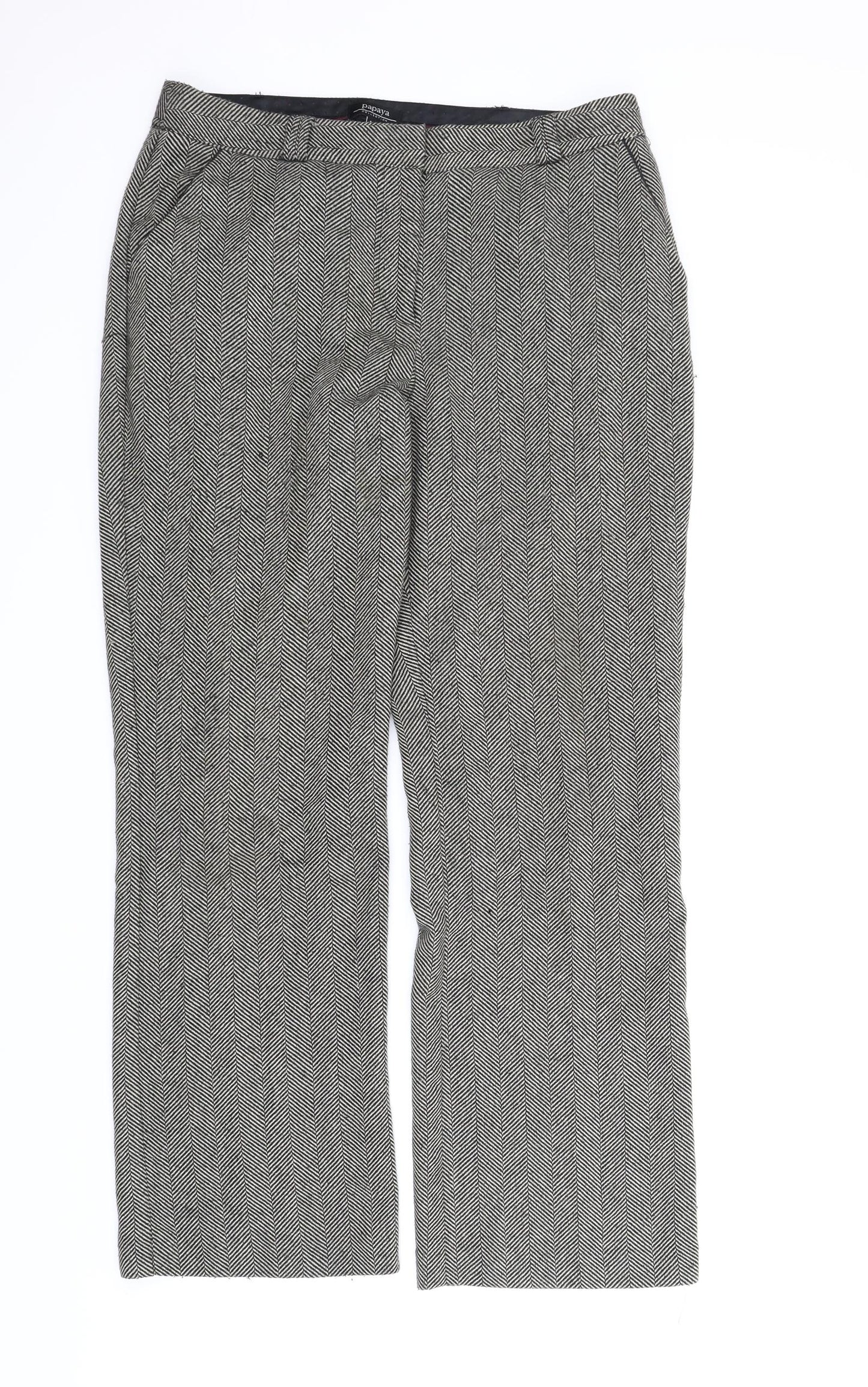 Papaya Womens Grey Striped  Trousers  Size 14 L30 in