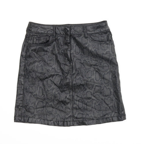 M&S Womens Grey Animal Print  A-Line Skirt Size 8  - Snake print