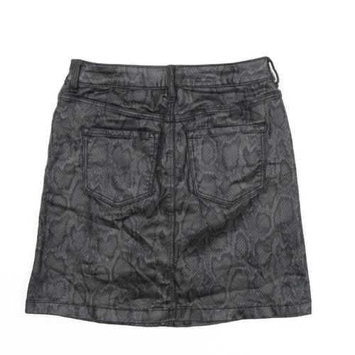 M&S Womens Grey Animal Print  A-Line Skirt Size 8  - Snake print