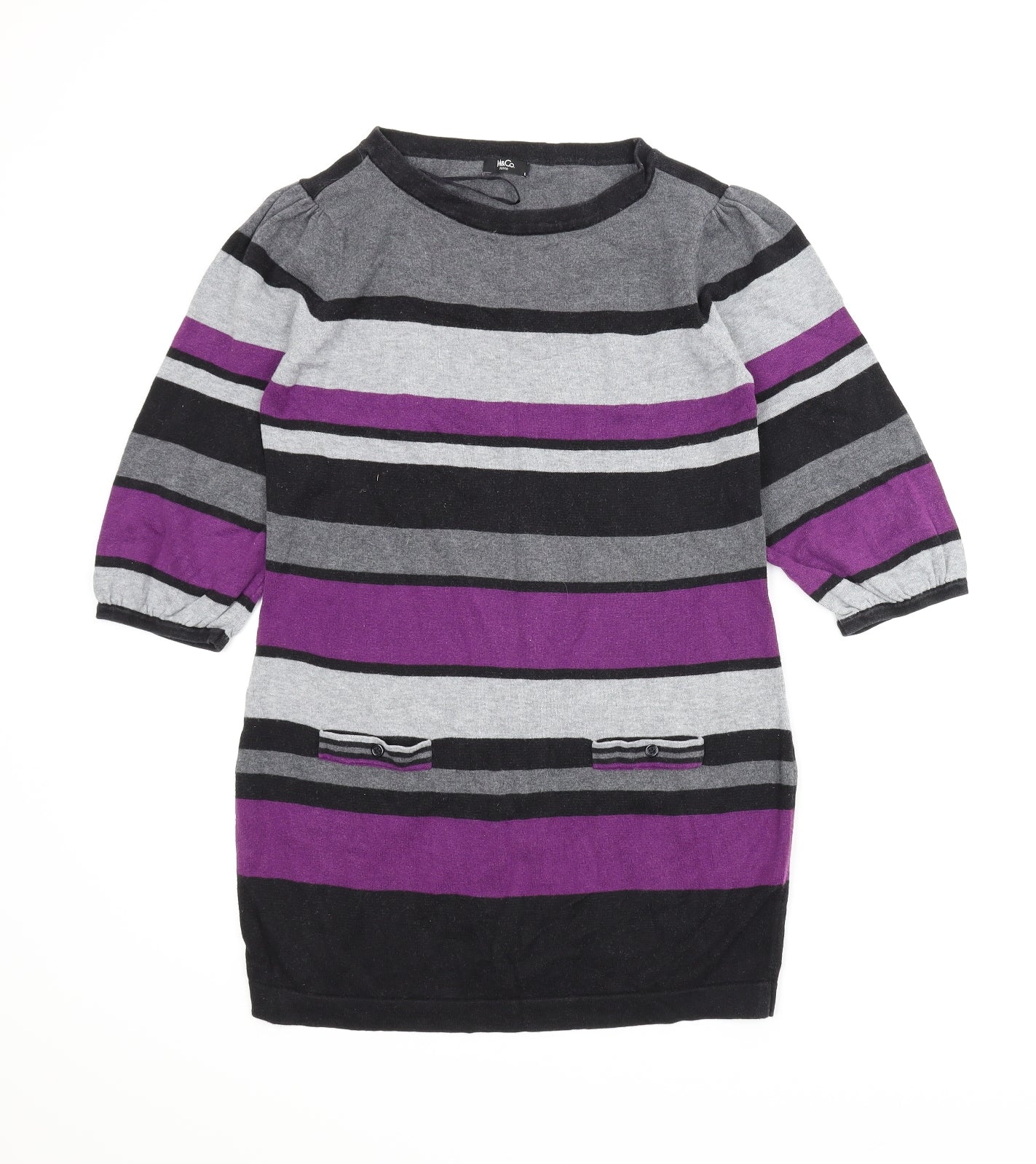 M&Co Womens Purple Striped  Tunic Jumper Size L