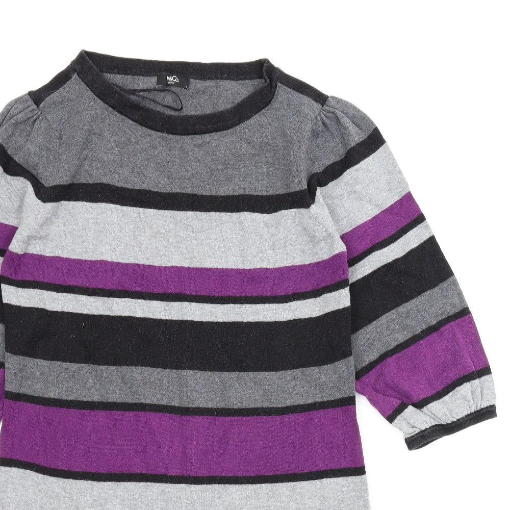 M&Co Womens Purple Striped  Tunic Jumper Size L
