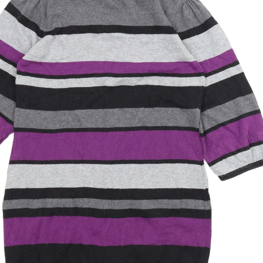 M&Co Womens Purple Striped  Tunic Jumper Size L