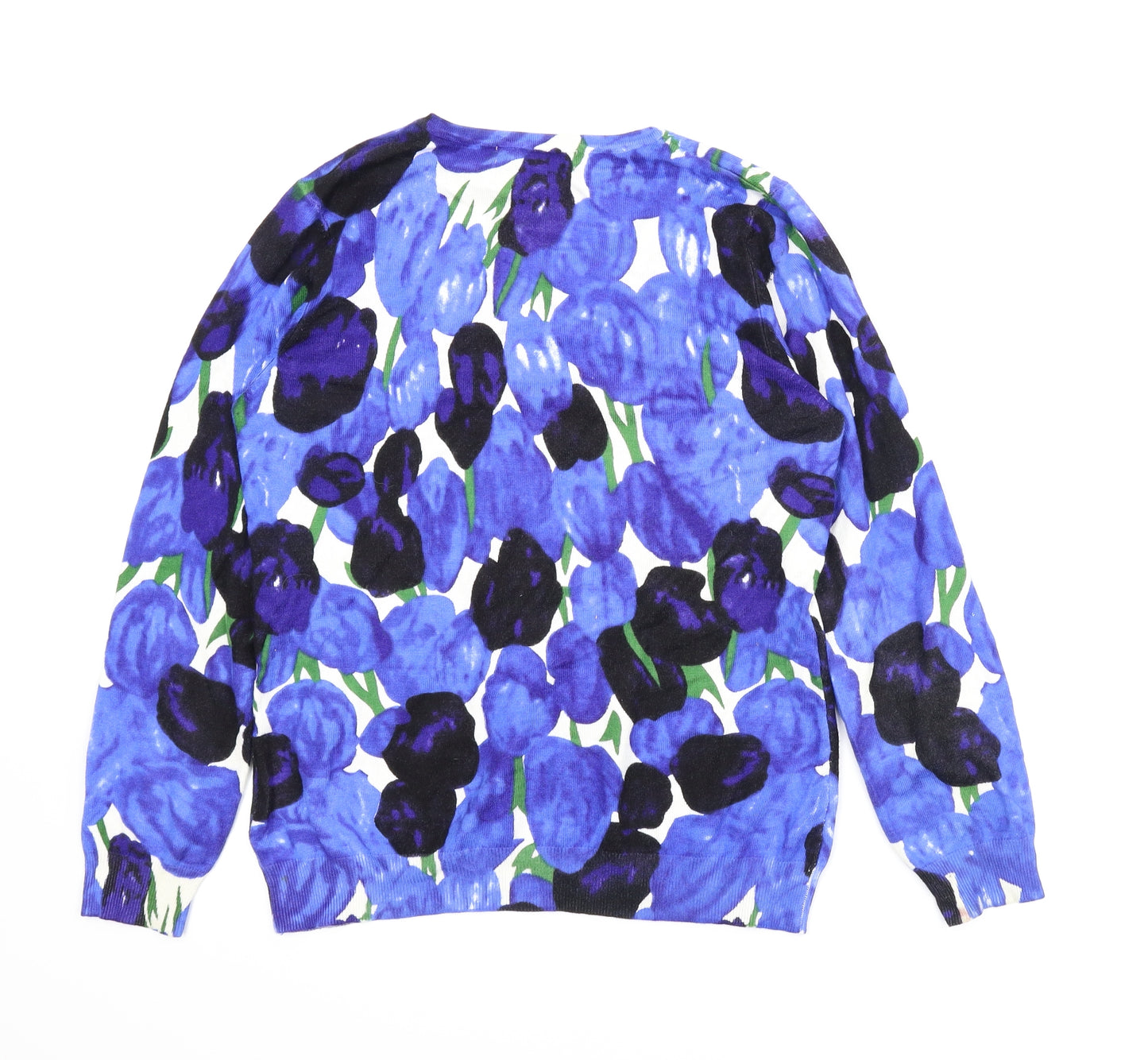 Autonomy Womens Blue Floral  Pullover Jumper Size S
